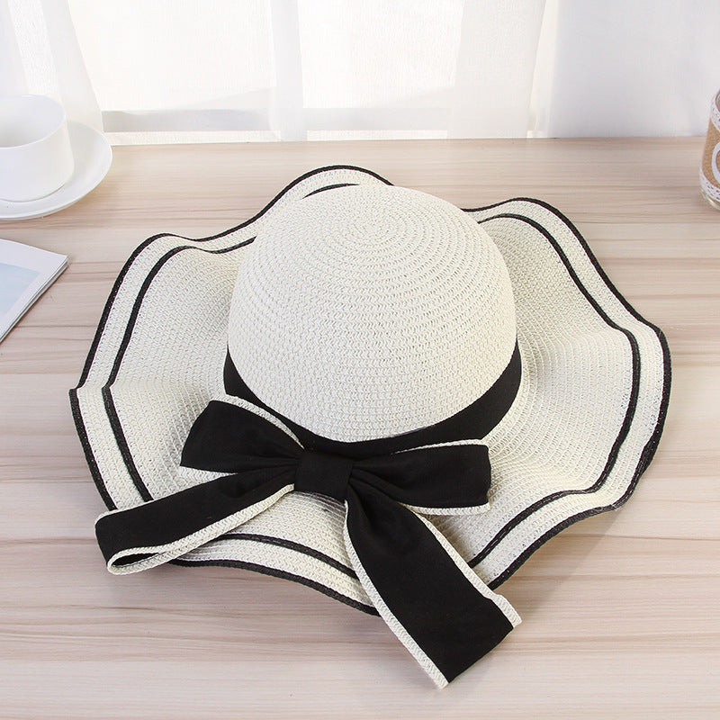 Wavy Big Rim Bow Sunhat